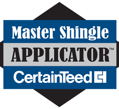 The Certainteed Master Shingle Applicator certification badge